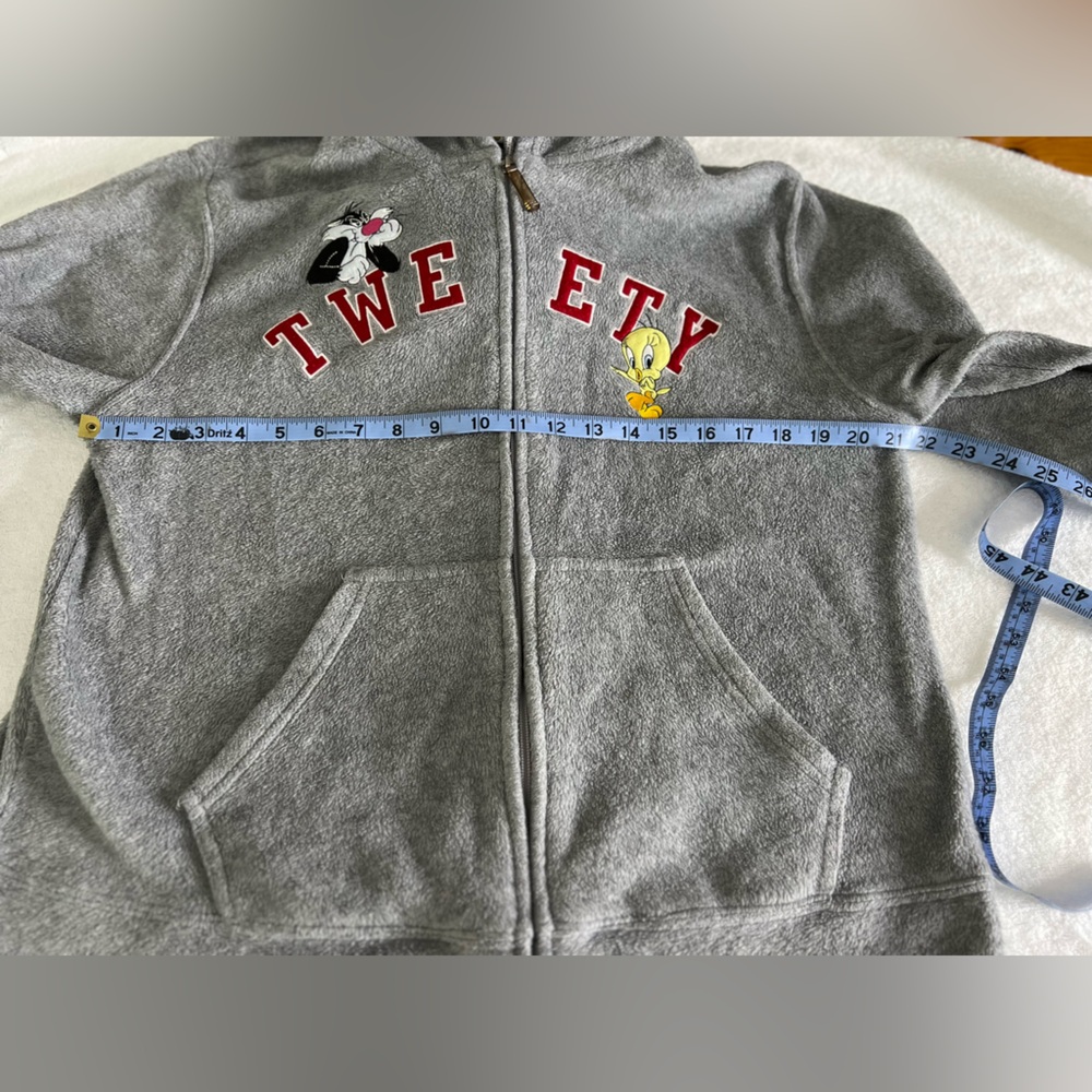 Vintage Looney Tunes Unisex Medium Warner Bros. Gray Sylvester Tweety Hoodie SZM - Picture 8 of 9
